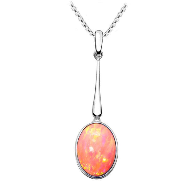 Oval Coral Pink Opal Pendant - Paul Wright Jewellery