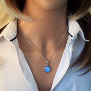 Round Blue Opal Pendant - Paul Wright Jewellery