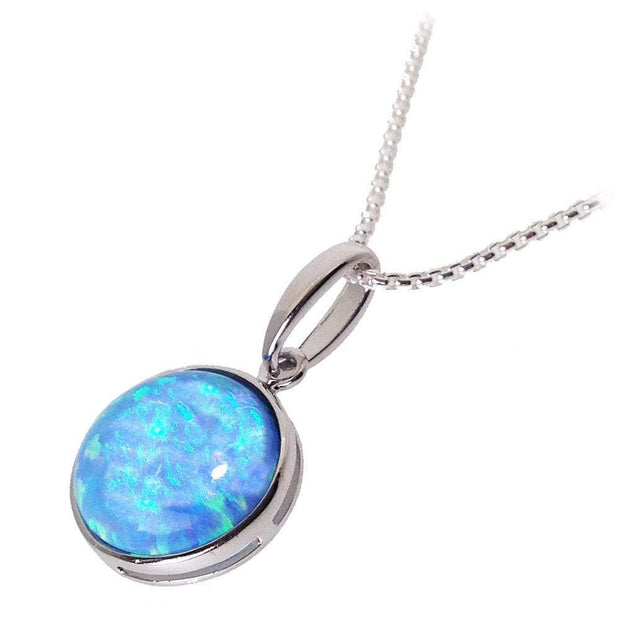 Round Blue Opal Pendant - Paul Wright Jewellery