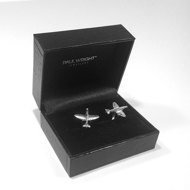 Silver Airplane Spitfire Cufflinks - Paul Wright Jewellery