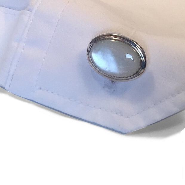 Silver Cufflinks with White Mother of Pearl - Paul Wright Jewellery