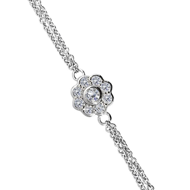 Silver CZ Diamond Daisy Bracelet - Paul Wright Jewellery