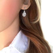 Silver CZ Diamond Halo Earrings - Paul Wright Jewellery
