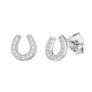 Silver CZ Diamond Horseshoe Earrings - Paul Wright Jewellery