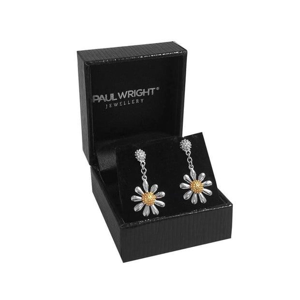 Silver Daisy Drop Earrings - Paul Wright Jewellery