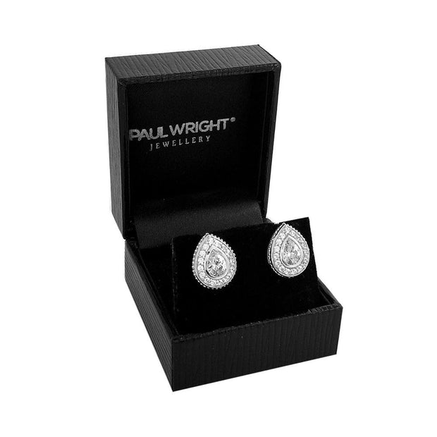 Silver Pear Shape CZ Diamond Earrings - Paul Wright Jewellery
