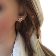 Silver & Rose Gold Crossover Bar Earrings - Ref: AE-E5013 - Paul Wright Jewellery