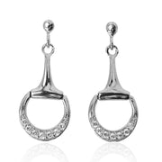 Silver Snaffle Bit Earrings set with CZ Diamonds. Equestrian jewellery. Ref: AEE011 - Paul Wright Jewellery