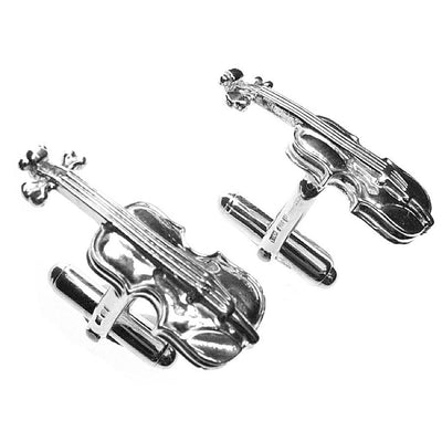 Silver Violin Cufflinks - Paul Wright Jewellery