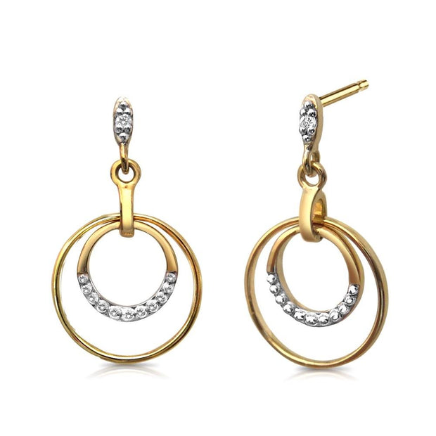 Small 9ct Gold Double Circle Diamond 'Halo' Earrings. Ref: AEGE004 - Paul Wright Jewellery