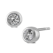 Small CZ Diamond Stud Earrings, 925 Silver, Rub-over Setting (6MM). Ref AE-E0904 - Paul Wright Jewellery
