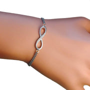 Sterling Silver Infinity Bracelet with CZ Diamonds Ref AE-B009 - Paul Wright Jewellery
