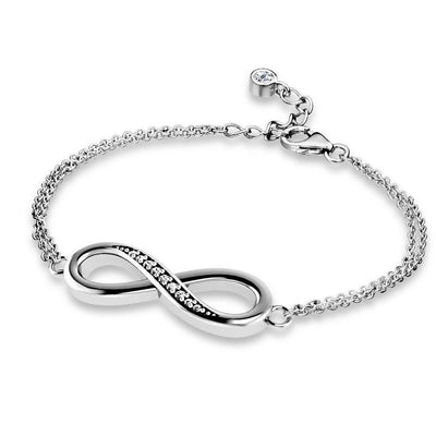 Sterling Silver Infinity Bracelet with CZ Diamonds Ref AE-B009 - Paul Wright Jewellery