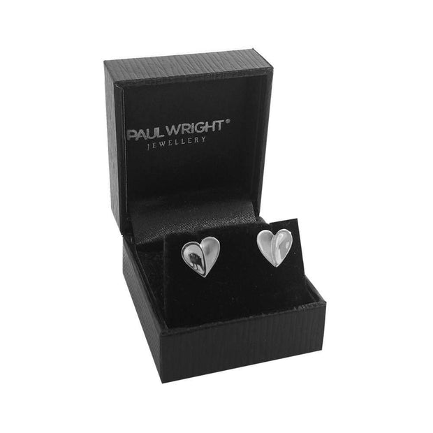 Stylised Heart Shaped Earrings in 925 Sterling Silver with a Polished/Satin Finish. Ref: AE-E5008 - Paul Wright Jewellery