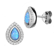 Vibrant Blue Opal Earrings, Pear Shaped in Silver - Paul Wright Jewellery