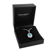 Vibrant Blue Opal Pendant Necklace with AAA Cultured Opal & CZ Diamonds in 925 Silver Ref AE-P024 - Paul Wright Jewellery